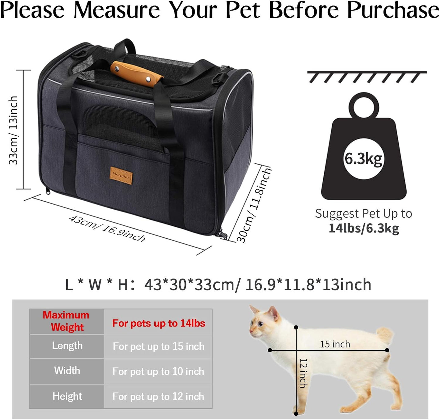  Foldable Airline-Approved Pet Carrier with Travel Set